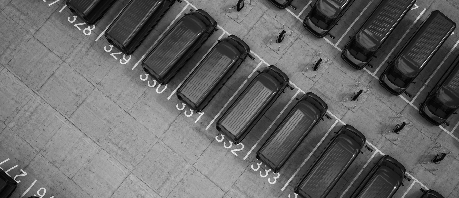 Overhead shot of vans
