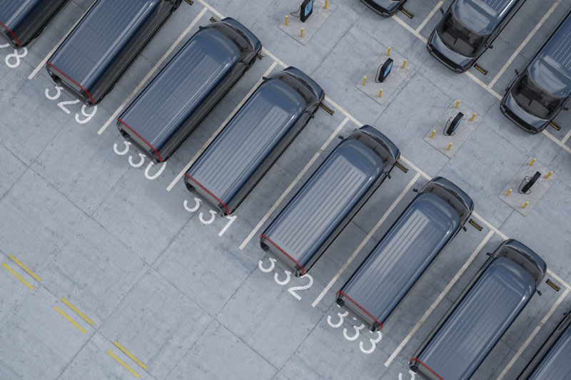 Overhead shot of vans